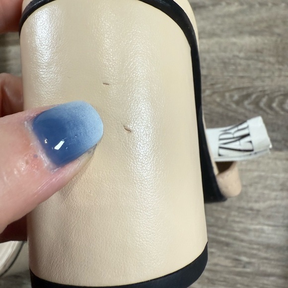 Zara Shoes Women sz9 Cream Heel Slides Leather Weave Sandals Neutral NEW w/Flaws - Picture 4 of 9